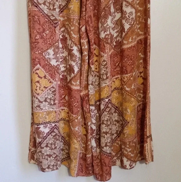 Rip Curl terracotta floral boho wide leg palazzo pants women size medium/large - Picture 8 of 9